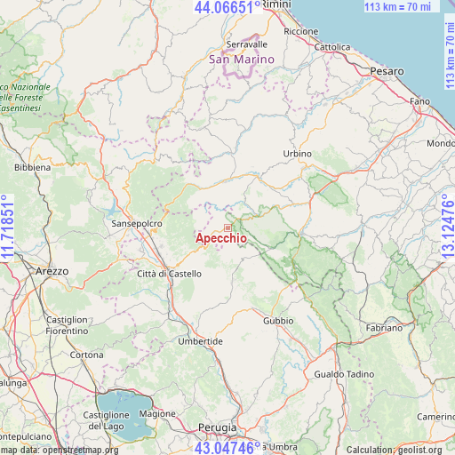 Apecchio on map