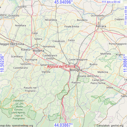 Anzola dell'Emilia on map
