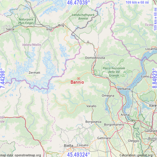 Bannio on map