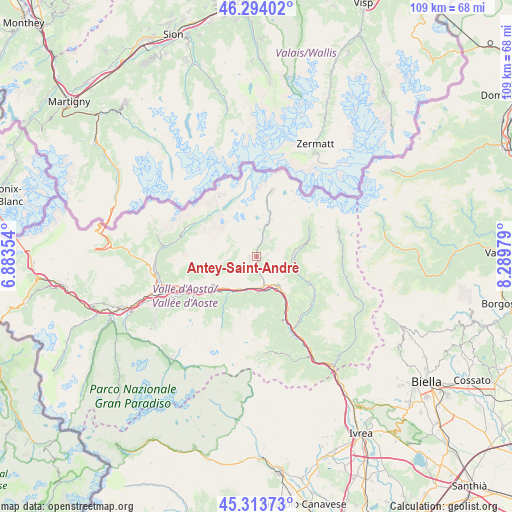 Antey-Saint-Andrè on map