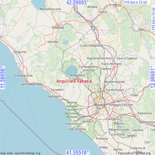 Anguillara Sabazia on map