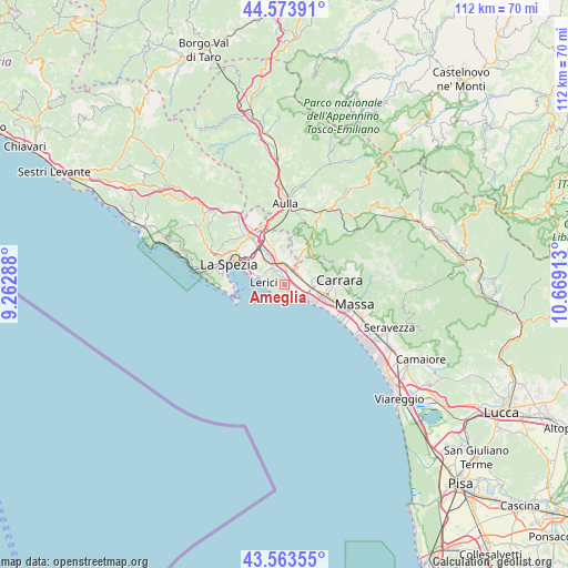 Ameglia on map