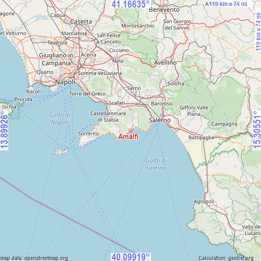 Amalfi on map