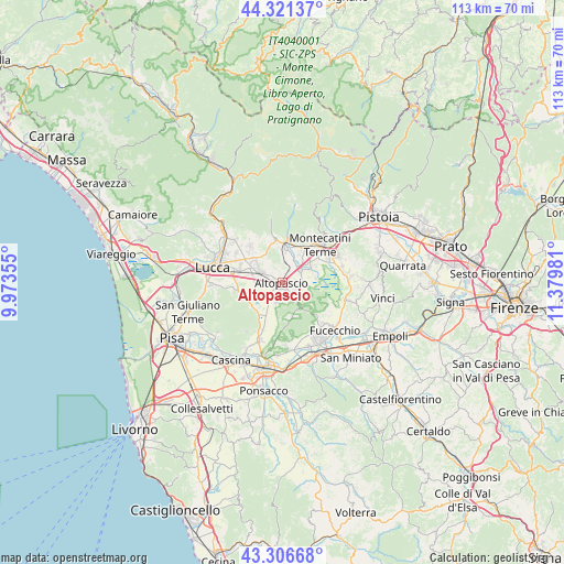 Altopascio on map