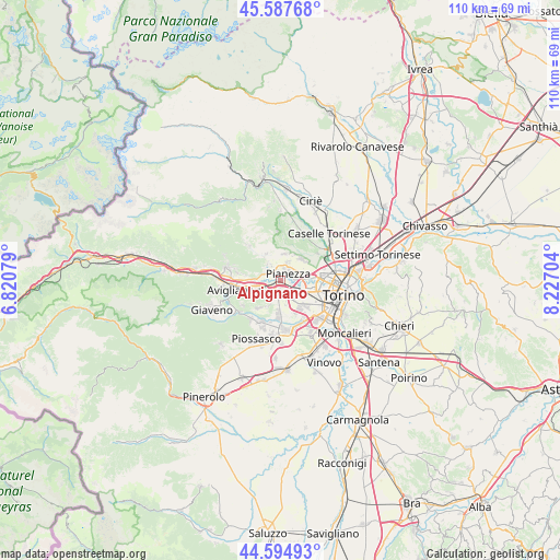 Alpignano on map