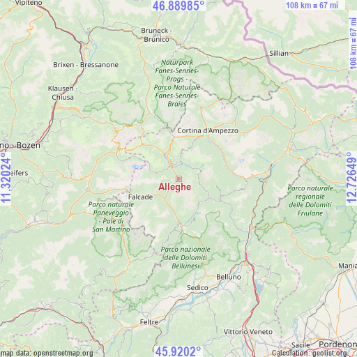 Alleghe on map