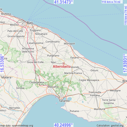 Alberobello on map
