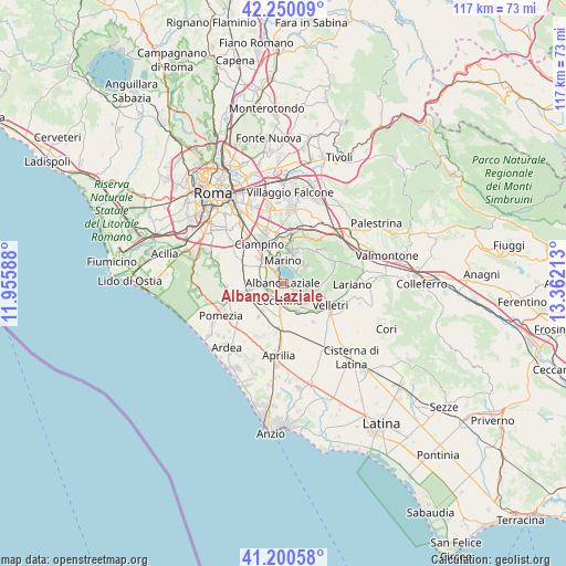 Albano Laziale on map