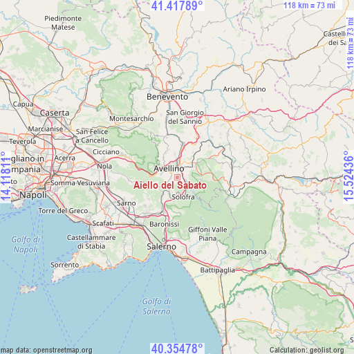 Aiello del Sabato on map