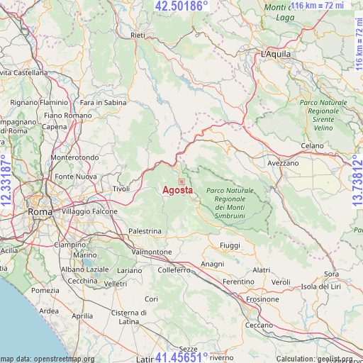 Agosta on map