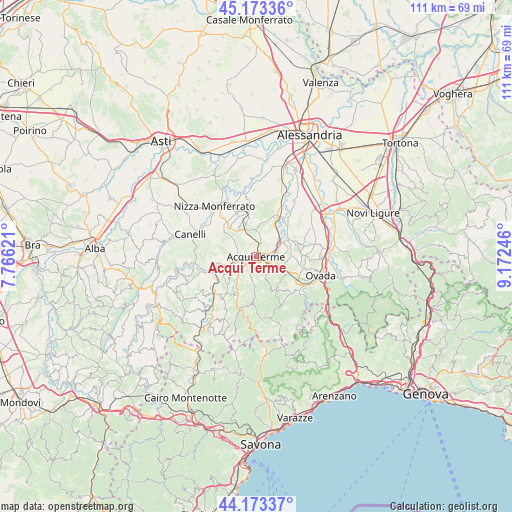 Acqui Terme on map