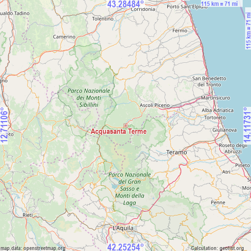 Acquasanta Terme on map