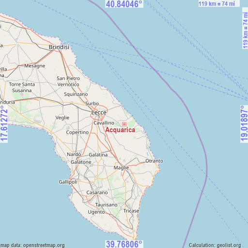 Acquarica on map