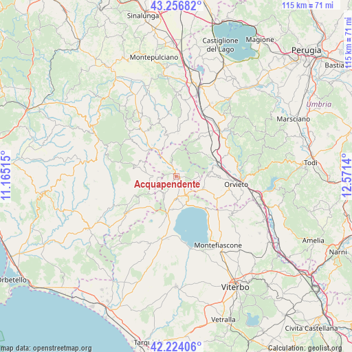 Acquapendente on map