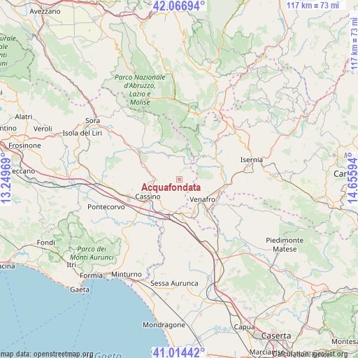 Acquafondata on map