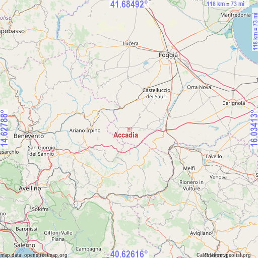 Accadia on map