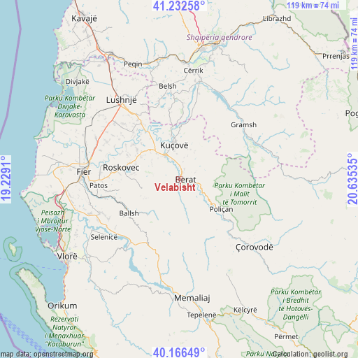 Velabisht on map