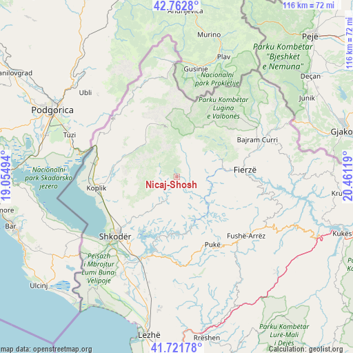 Nicaj-Shosh on map