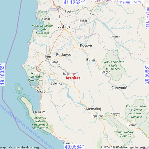 Aranitas on map
