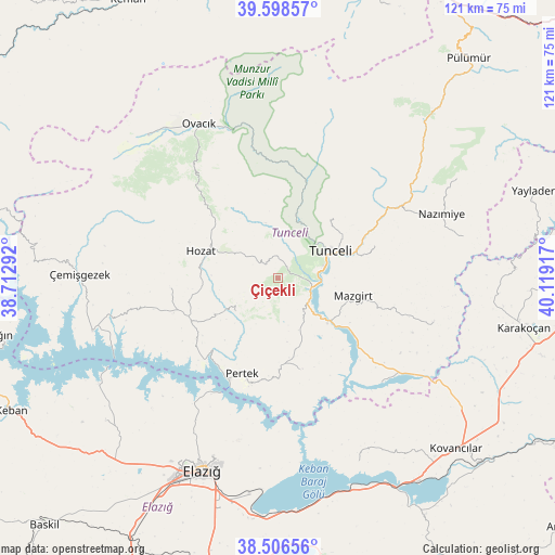 Çiçekli on map