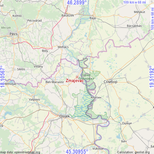 Zmajevac on map