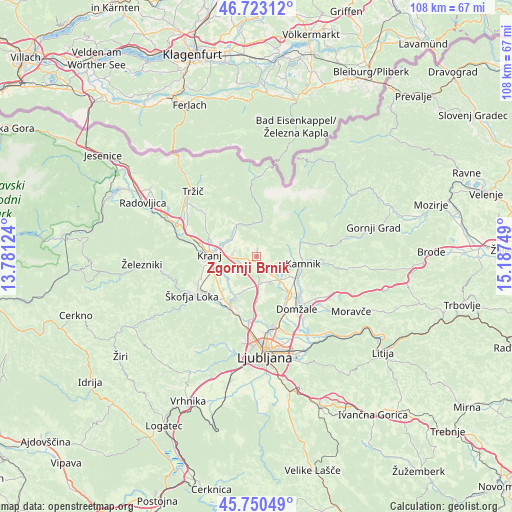 Zgornji Brnik on map