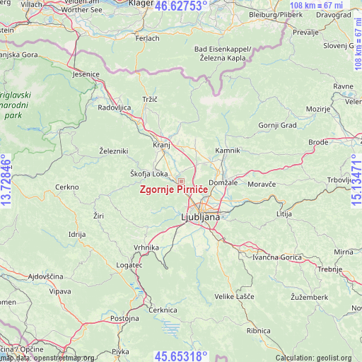 Zgornje Pirniče on map