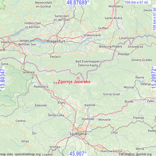 Zgornje Jezersko on map