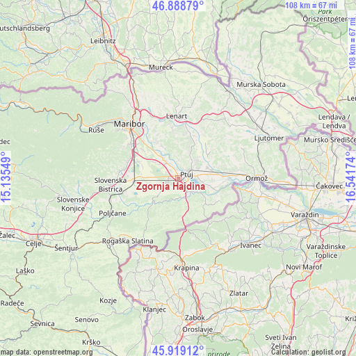 Zgornja Hajdina on map