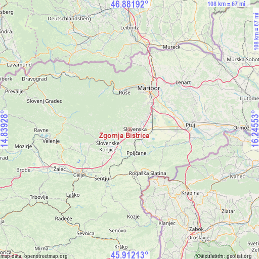 Zgornja Bistrica on map