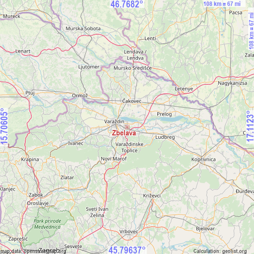 Zbelava on map