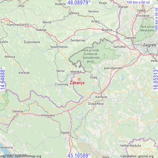 Žakanje on map