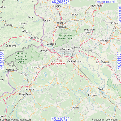 Zadvorsko on map