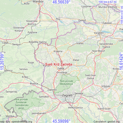 Sveti Križ Začretje on map