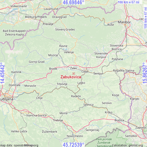 Zabukovica on map