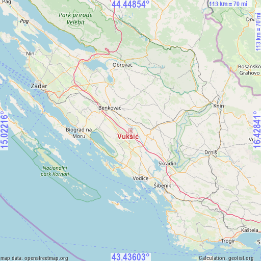 Vukšić on map