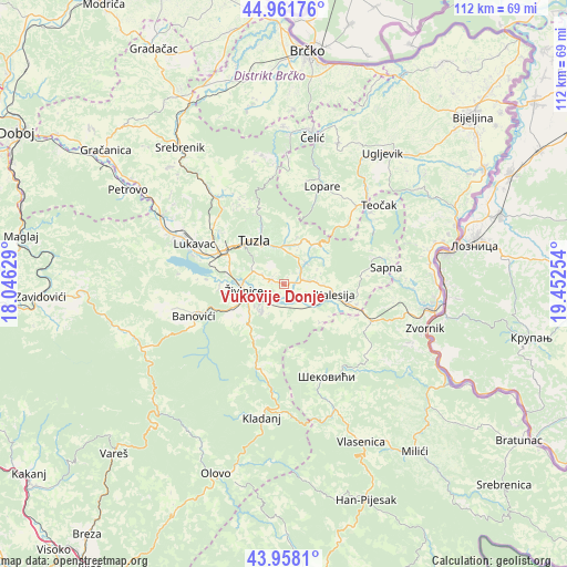 Vukovije Donje on map