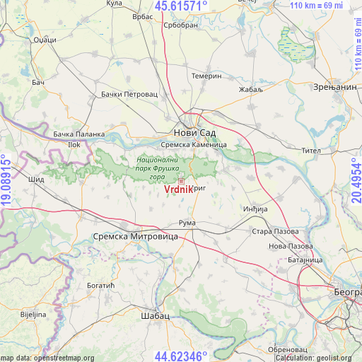 Vrdnik on map