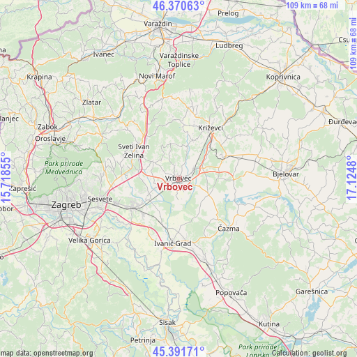 Vrbovec on map