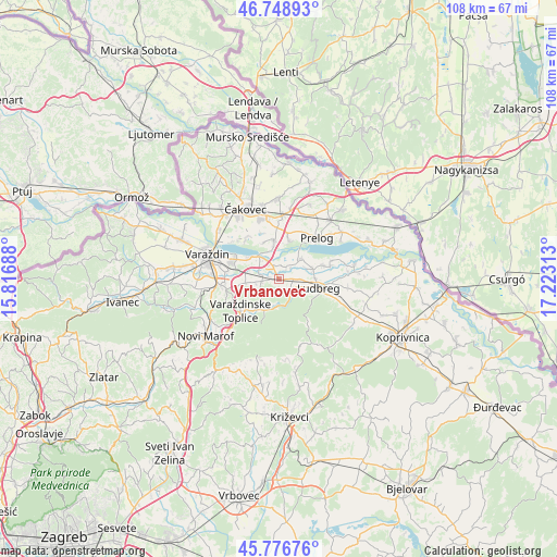 Vrbanovec on map