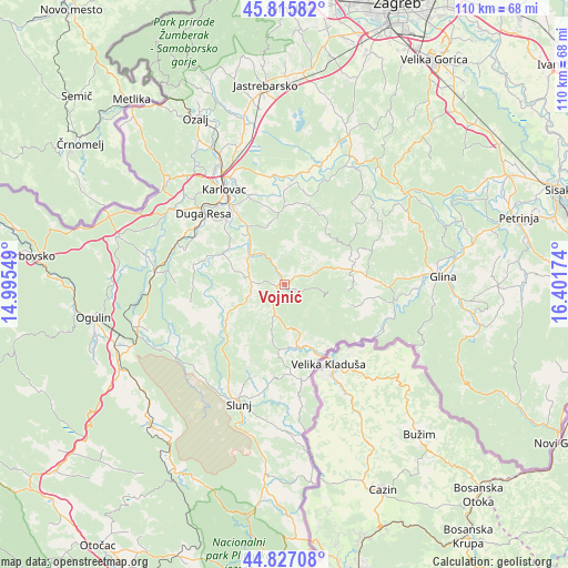 Vojnić on map