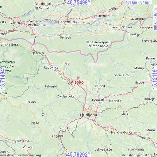 Visoko on map