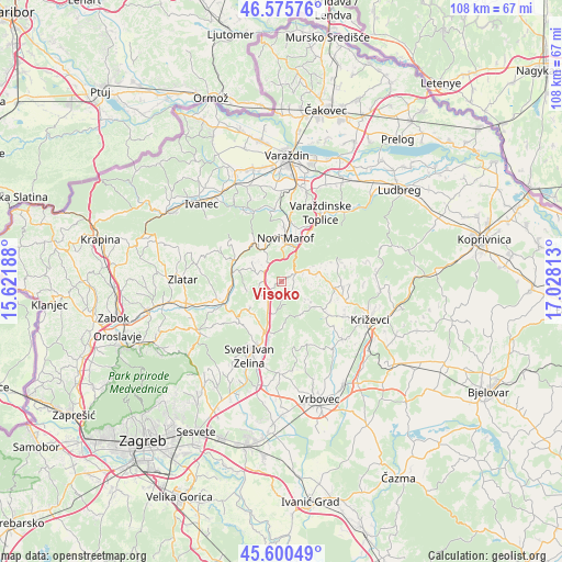 Visoko on map