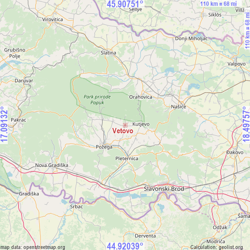 Vetovo on map