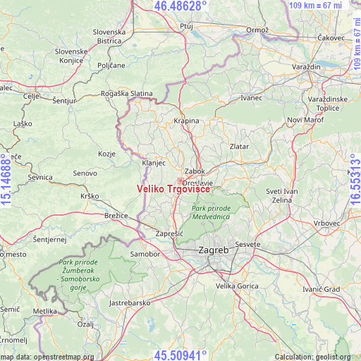 Veliko Trgovišće on map