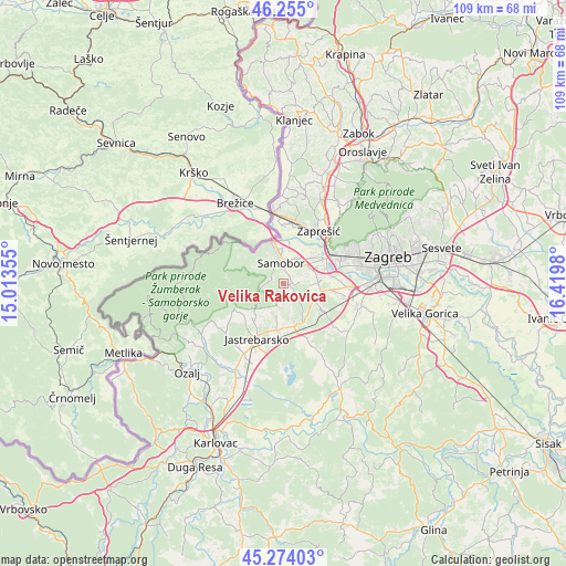 Velika Rakovica on map