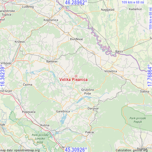 Velika Pisanica on map