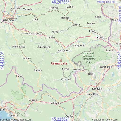 Uršna Sela on map