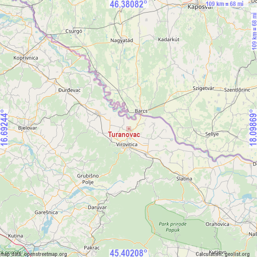 Turanovac on map
