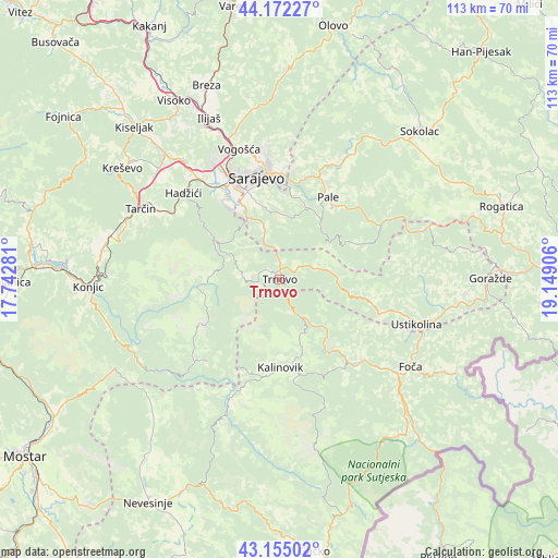 Trnovo on map